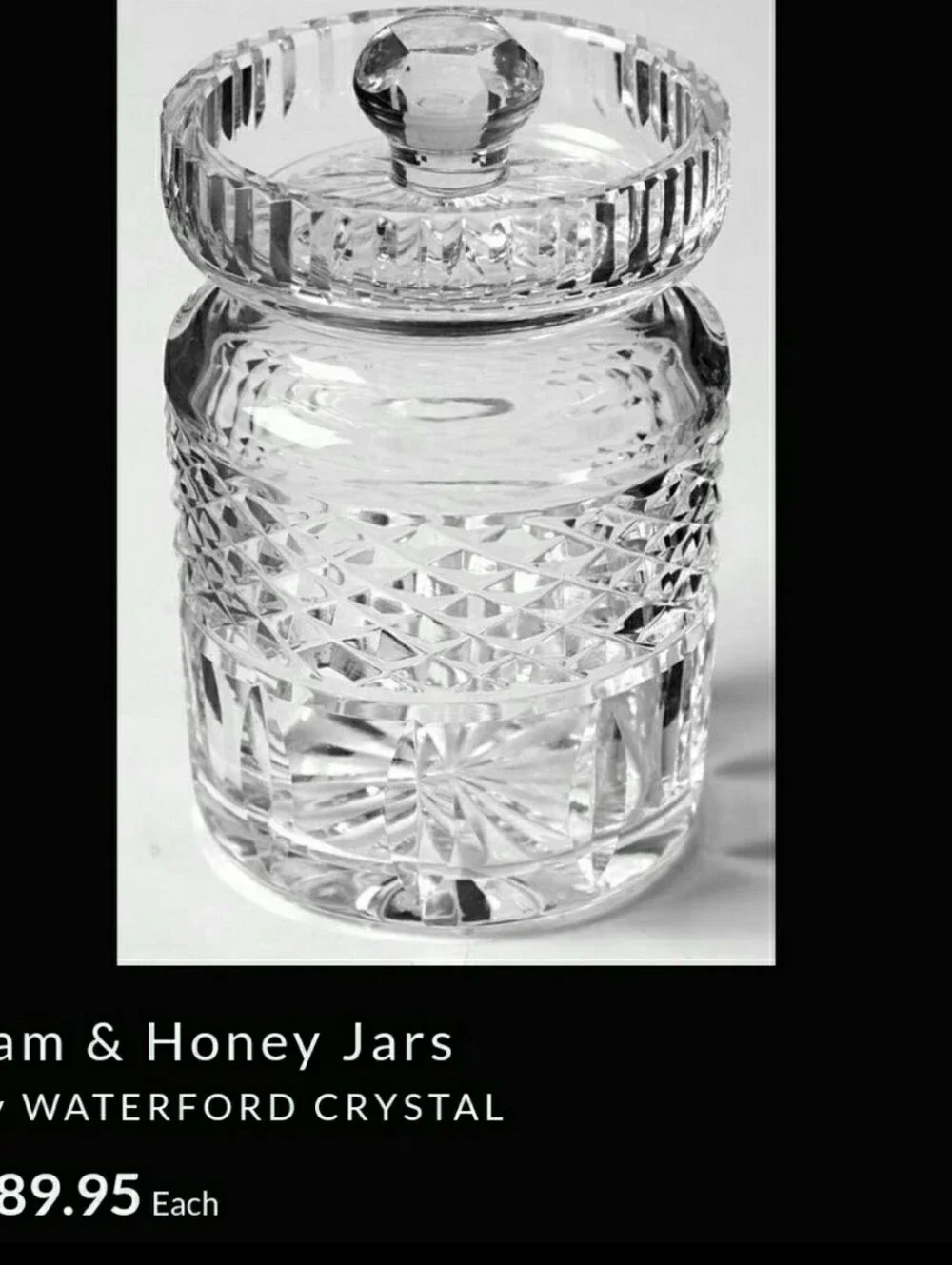 WATERFORD Crystal Jam & Honey Jar With Lid